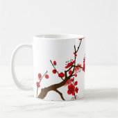 優雅な梅の花と鳥のクラシックマグカップ コーヒーマグカップ (左)