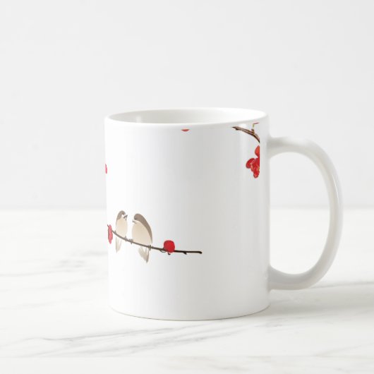 優雅な梅の花と鳥のクラシックマグカップ コーヒーマグカップ (右)