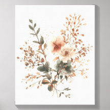 優雅な植物のフラワーウォールアート　ソフトでニュートラルな色合いで