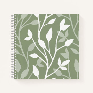 優雅な植物のミニマルシルエット on Sage Green ノートブック