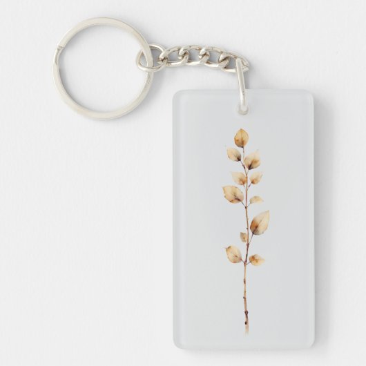 優雅な植物の葉の枝 キーホルダー (正面)