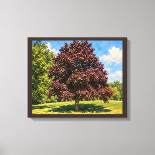 優雅な植物画 日光に照らされた深紅の樹木 キャンバスプリント