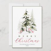 優雅な水彩の松の木 クリスマス (正面)