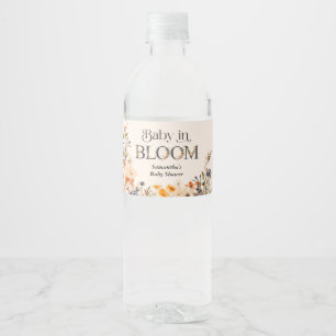 優雅な水彩の秋の野の花と咲く赤ちゃん Baby in Bloom ペットボトルラベル