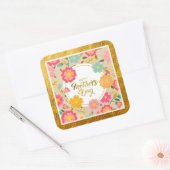 優雅な水彩の野の花のフラワーモチーフ母の日 スクエアシール (封筒)