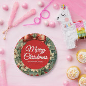 優雅な水彩クリスマスリース ペーパープレート (パーティー)