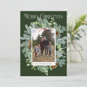 優雅な水彩グリーン写真クリスマスカード シーズンカード (スタンド正面)