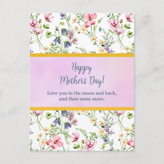 優雅な水彩フラワーデザインで幸せな母の日のギフト インビテーションポストカード (正面)