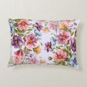 優雅な水彩フローラアクセント枕 アクセントクッション (裏面)