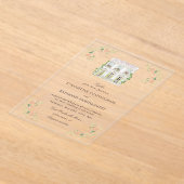 優雅な水彩マナーハウス ロココウェディング アクリル招待状 (レイダウン)