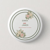 優雅な水彩ユーカリラウンドステッカー 缶バッジ (正面)