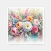 優雅な水彩画の花々 スタンダードカクテルナプキン (正面)