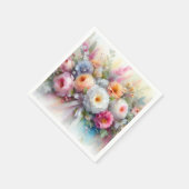 優雅な水彩画の花々 スタンダードカクテルナプキン (角)