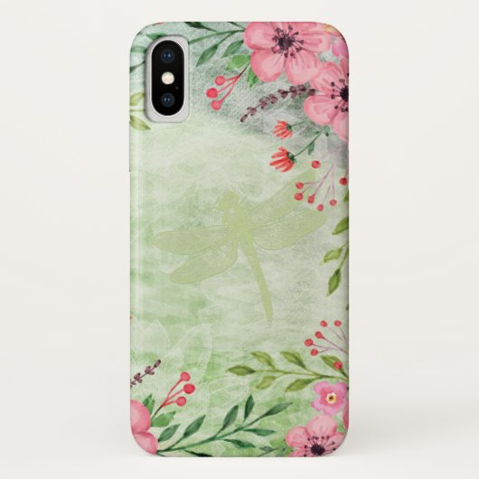 優雅な水彩花とトンボのデザイン Case-Mate iPhoneケース (裏面)
