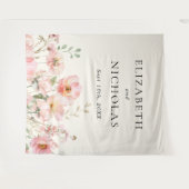 優雅な水彩花園ウェディング タペストリー (正面(横))