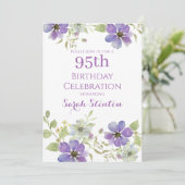 優雅な水彩花柄の95歳の誕生日 招待状 (スタンド正面)