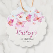 優雅な水彩蝶の女の子1歳の誕生日 フェイバータグ (正面)
