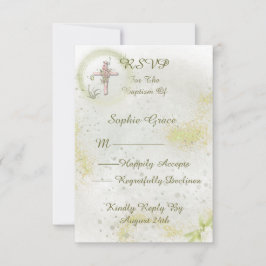 優雅な洗礼RSVPカード 出欠カード