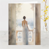 優雅な湖畔の誕生日 カード (黄色い花)