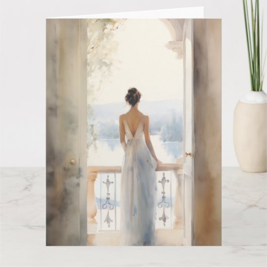 優雅な湖畔の誕生日 カード (正面)