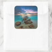 優雅な湾の上の美しい夕日 |タークス&カイコス スクエアシール (バッグ)