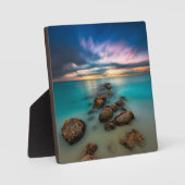 優雅な湾の上の美しい夕日 |タークス&カイコス フォトプラーク (正面)