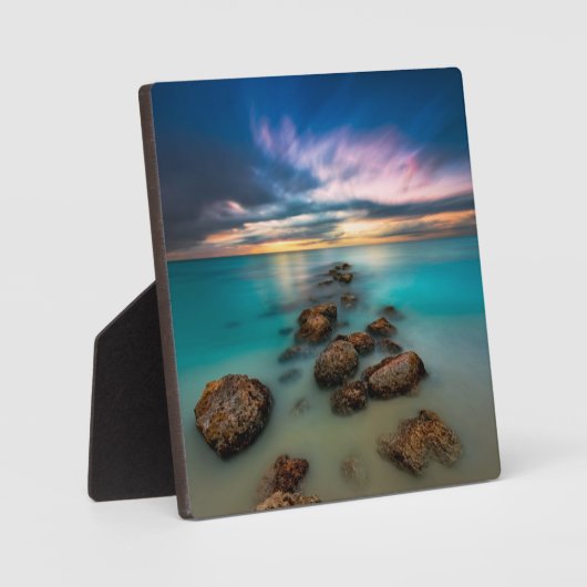 優雅な湾の上の美しい夕日 |タークス&カイコス フォトプラーク (正面)