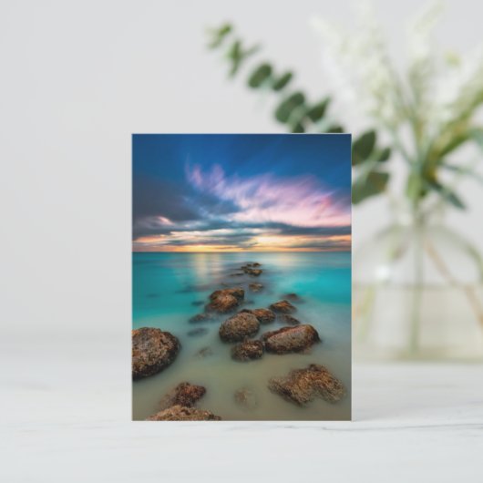 優雅な湾の上の美しい夕日 |タークス&カイコス ポストカード (スタンド正面)