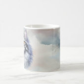 優雅な灰色の猫の水彩画アート コーヒーマグカップ (中央)