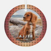 優雅な犬のペット写真 ゴールドの雪の結晶 クリスマス ガラスオーナメント (裏面)