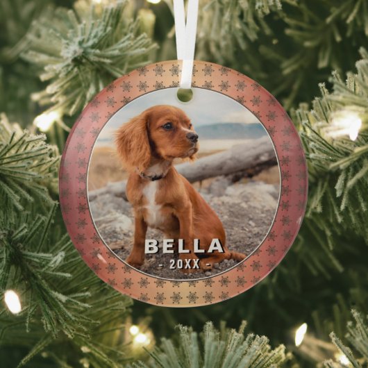 優雅な犬のペット写真 ゴールドの雪の結晶 クリスマス ガラスオーナメント (インサイチュ)