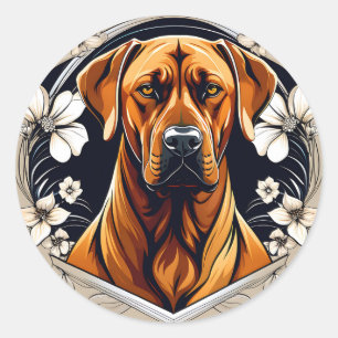 優雅な犬ローデシアンのリッジバックとフローラ ラウンドシール
