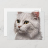 優雅な猫と白い猫のアートプリント ポストカード (正面/裏面)