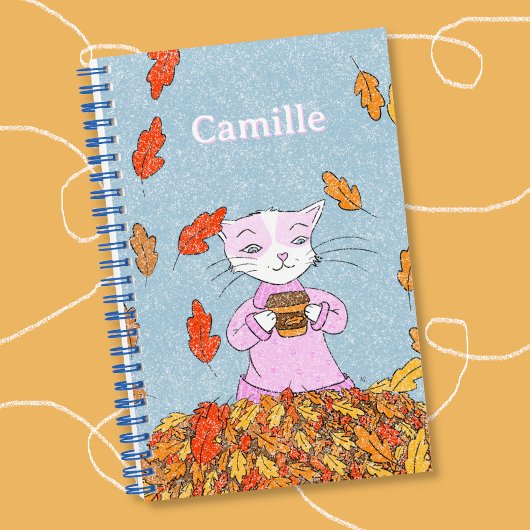 優雅な猫と紅葉の子供 スパイラルノート ノートブック