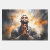 優雅な献身:黒い祈りの言葉 ラッピングペーパーシート (正面2)