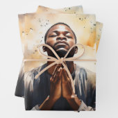 優雅な献身:黒い祈りの言葉 ラッピングペーパーシート (インサイチュ)