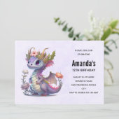 優雅な王冠を戴いた美しいドラゴンの誕生日 招待状 (スタンド正面)