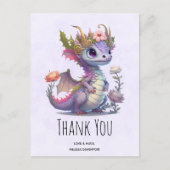 優雅な王冠を戴いた美しいドラゴン　ありがとうございます ポストカード (正面)