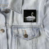 優雅な白いスワンボタン 缶バッジ (インサイチュ)