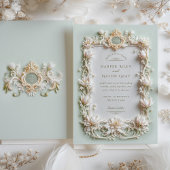 優雅な白いチューリップと偽の金の装飾 招待状