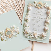 優雅な白いチューリップと偽の金の装飾 招待状