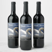 優雅な白い白鳥の写真パーソナライズされた ワインラベル (ボトル)