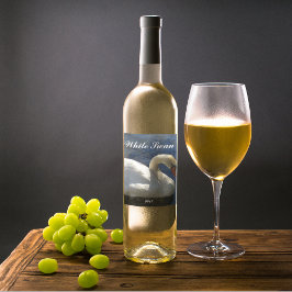 優雅な白い白鳥の写真パーソナライズされた ワインラベル