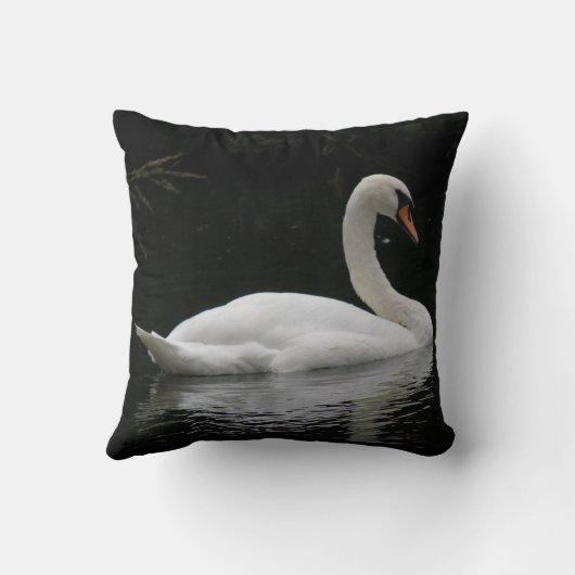 優雅な白い白鳥の枕 クッション (裏面)
