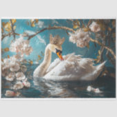 優雅な白い白鳥の花の枝デコパージュ 薄葉紙 (正面)