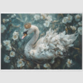 優雅な白い白鳥の金の冠のデコパージュ 薄葉紙 (正面)