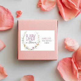 優雅な白い野の花 赤ちゃんのお披露目 Baby in Bloom 長方形シール