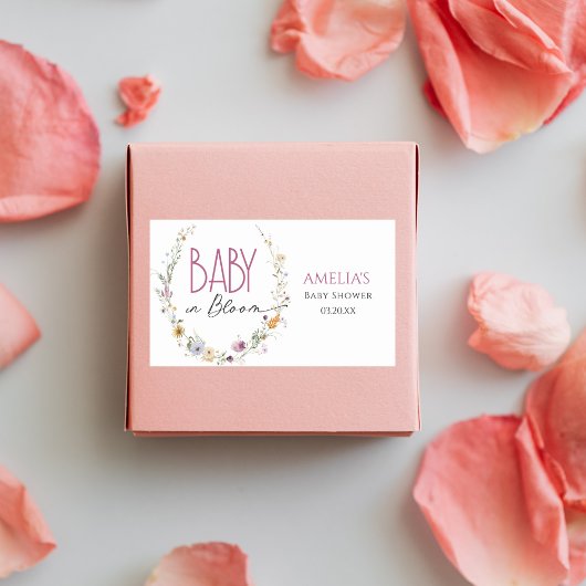 優雅な白い野の花 赤ちゃんのお披露目 Baby in Bloom 長方形シール