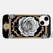 優雅な白バラと装飾的なゴールドフレーム Case-Mate iPhoneケース (裏面 (横))