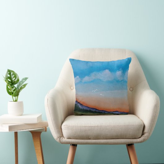 優雅な白熱［赤熱］光を放つ夕日の丘 クッション (椅子)